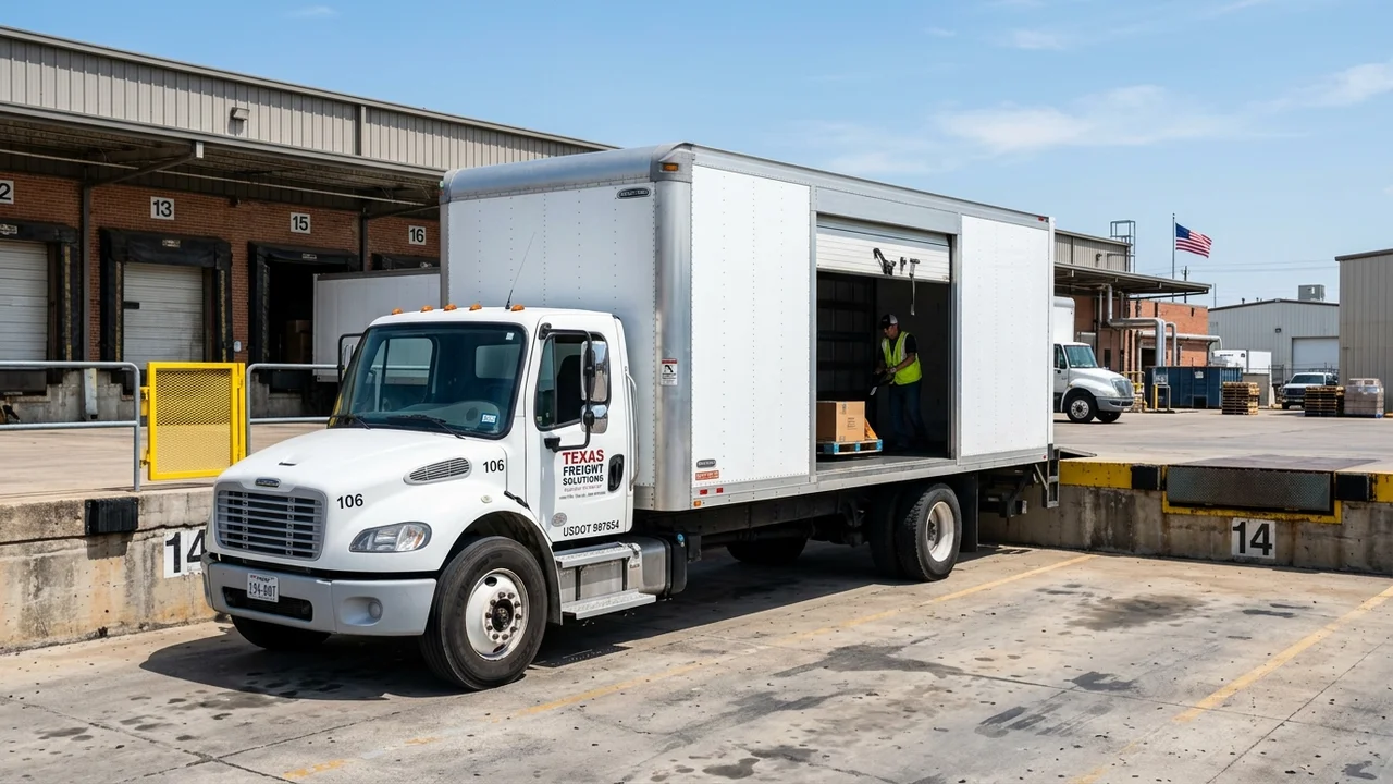 Commercial freight truck ready for carrier dispatch setup